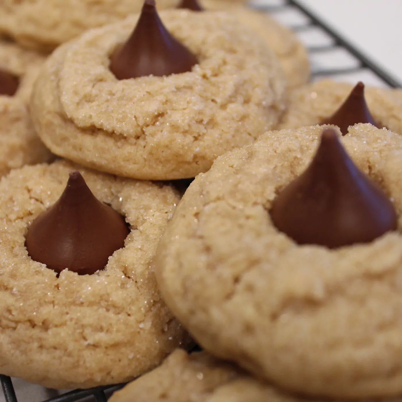Peanut butter blossom cookies with chocolate kisses