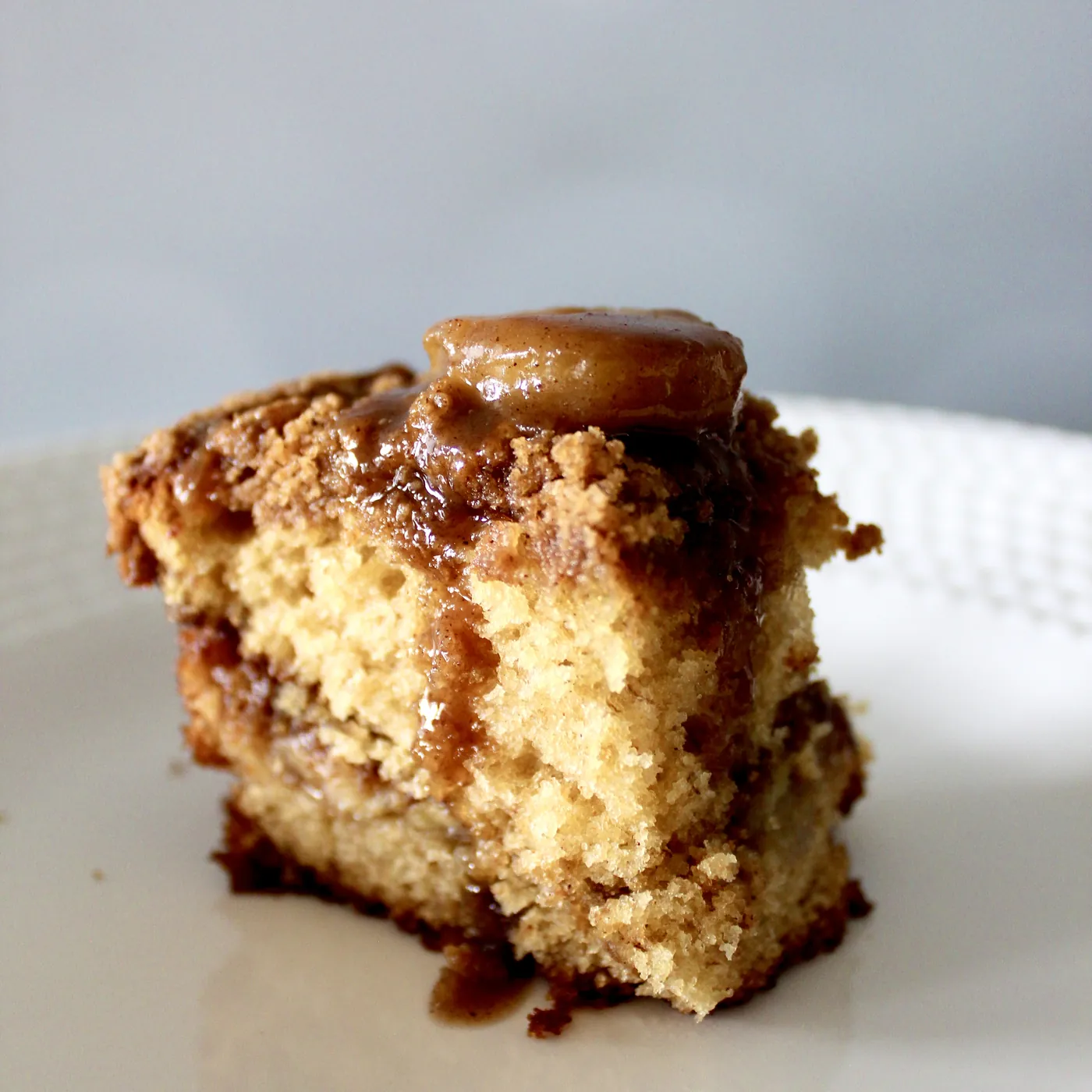 A sticky bun with caramel glaze